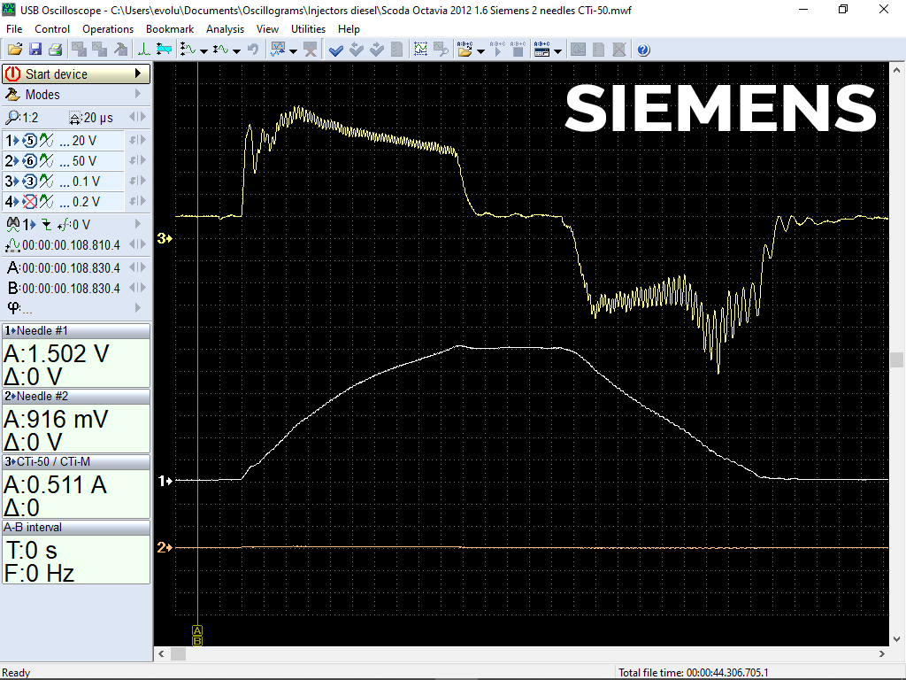 Siemens piezo injector waveform CTi-50 current clamps