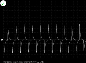 CKP waveform, the reluctor wheel has 4 teeth without gaps