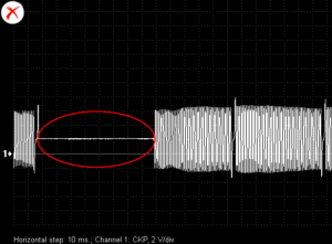 An example of an intermittent open circuit in the winding of an inductive CKP