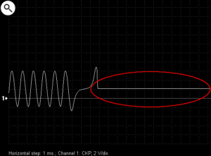 An example of an intermittent open circuit in the winding of an inductive CKP zoomed