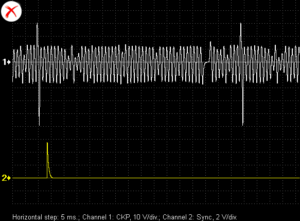 Waveform inductive CKP sensor reluctor teeth are physically damaged