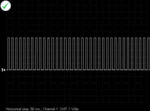 Typical waveform from a Hall effect rotational speed sensor