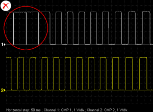 Signal from a malfunctioning camshaft position sensor