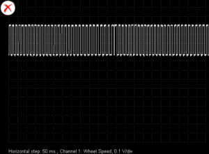 Output voltage waveform from an MR wheel speed sensor