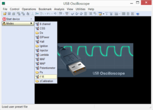 Setting the USB Autoscope IV to the temperature sensor testing mode