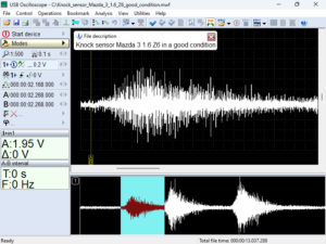 Output voltage waveform of the knock sensor in good condition on Mazda 3 1.6 Z6