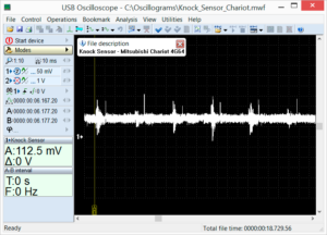Output voltage waveform of the knock sensor in good condition on Mitsubishi Chariot 4G64