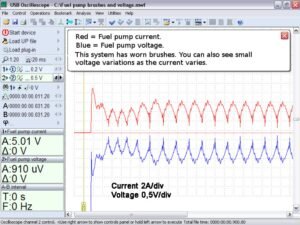 Fuel pump brushes voltage waveform
