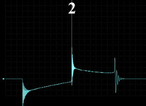 Secondary waveform of the serviceable compact individual ignition coil, received with help of the universal capacitive probe "Cx-M"