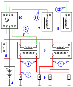 Wiring diagram of a typical DIS ignition system