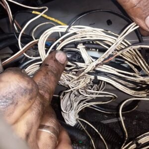 O&K excavator wiring harness damage close-up