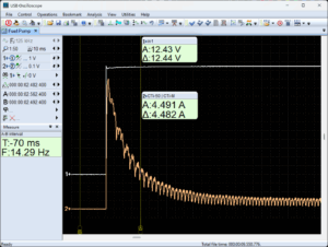 Good fuel pump's voltage and current waveforms