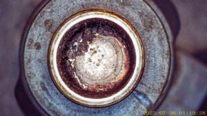 Fuel injector spray pattern before cleaning