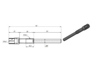 Drawing of Glow plug Adapter 110mm - M10 x 1.0