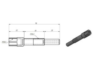 Drawing of Glow plug Adapter 75mm - M10 x 1.0