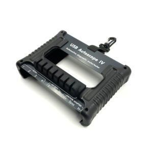 Device holder for automotive diagnostic oscilloscope USB Autoscope IV with rugged bumpers and inputs information